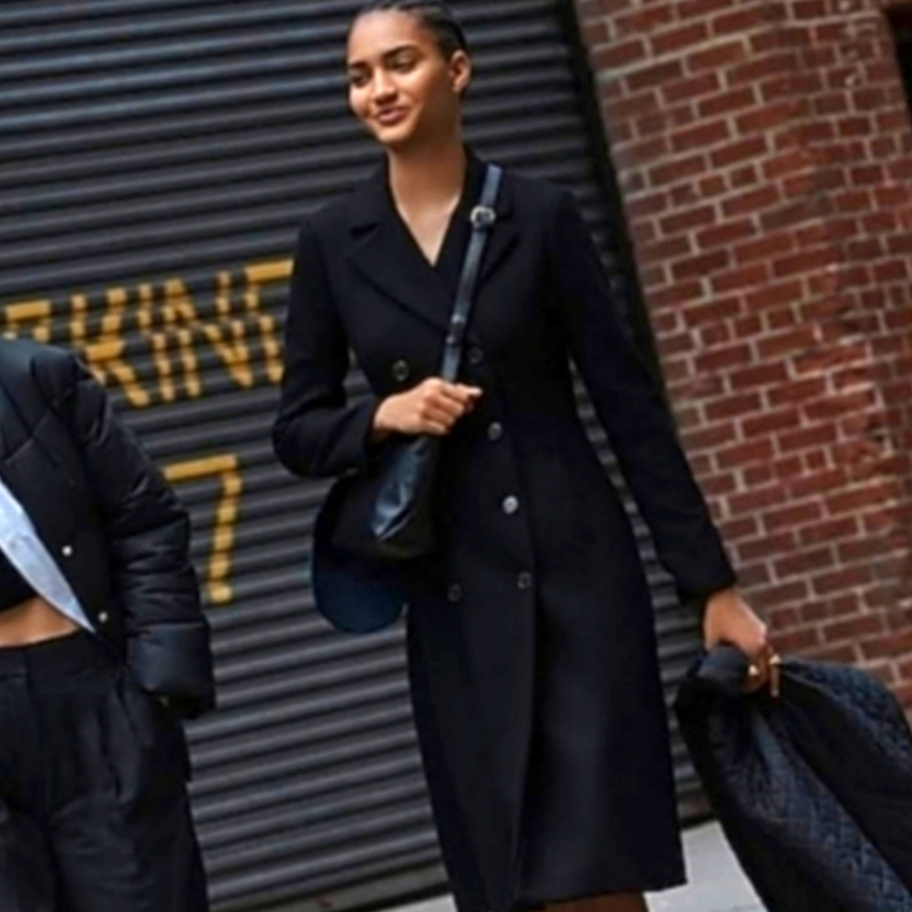 J. Crew Black Double-Breasted Coat